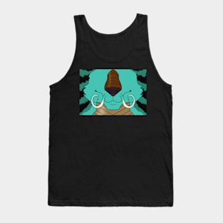 Teal Whisker Noodle Face Tank Top